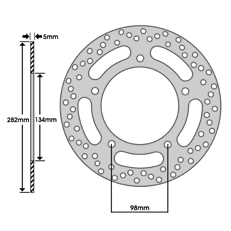 Disque de frein arrière adaptable NEWFREN Yamaha TMAX 530 2012-2018 / TMAX DX-SX 2017+ / TMAX 560 2020+ (282 mm - DF4128A) - vue 2