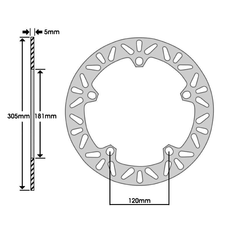 Disque de frein adaptable BMW 1200 r GS 2003+2007 av (ext 305MM - int 181MM - 5 trous) (DF5153A) -Newfren - vue 2