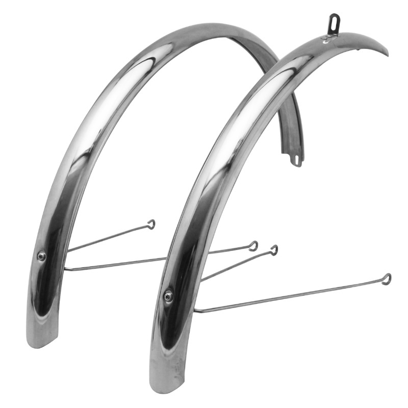 Garde-boue City-VTC tringles 28" P2R inox argent 50 mm (paire)
