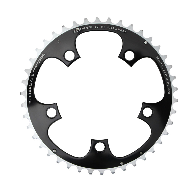 Plateau route 5BRA d.110 ta zephyr 42DTS exterieur noir alu 7075 type shimano 9-10V.