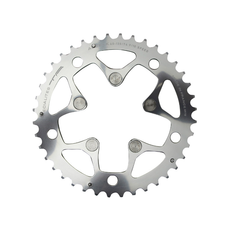 Plateau route 5BRA d.130 ta alize triple 39DTS porteur argent alu 7075 type shimano 8-9-10V.