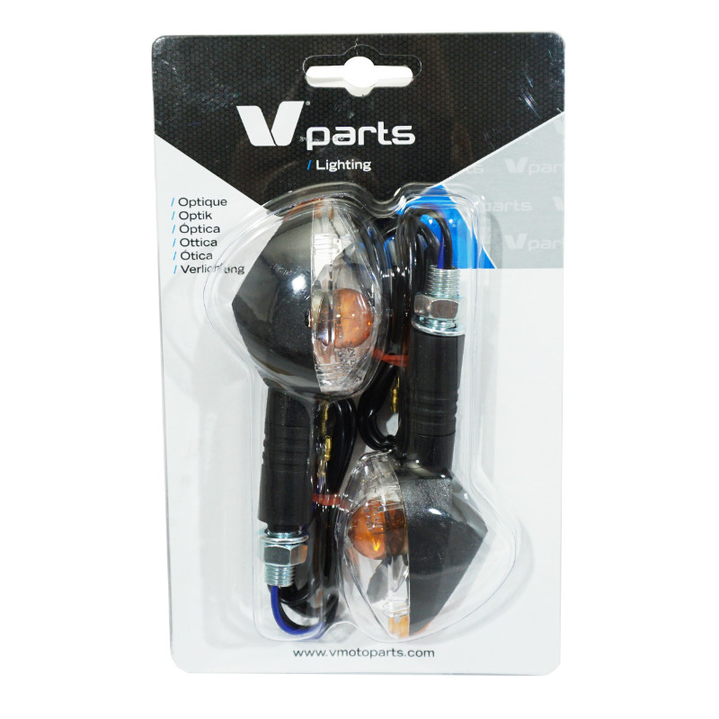 Clignotant universel Vicma à ampoule bras long blanc-noir (paire) - vue 2