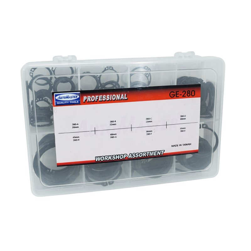 Circlips extérieurs assortiment 8 tailles diamètre 20 à 45 mm boîte 250 pièces P2R - vue 3