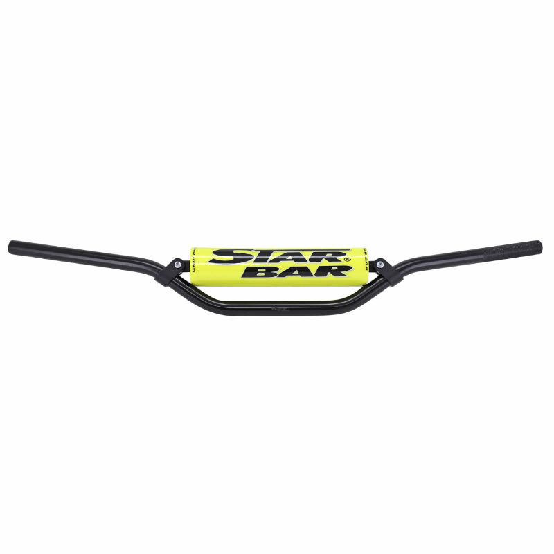 Guidon moto-cross Star Bar MX-Enduro aluminium T6 diam 22,2 mm L800 mm H86 mm noir avec barre de renfort et mousse jaune - vue 2