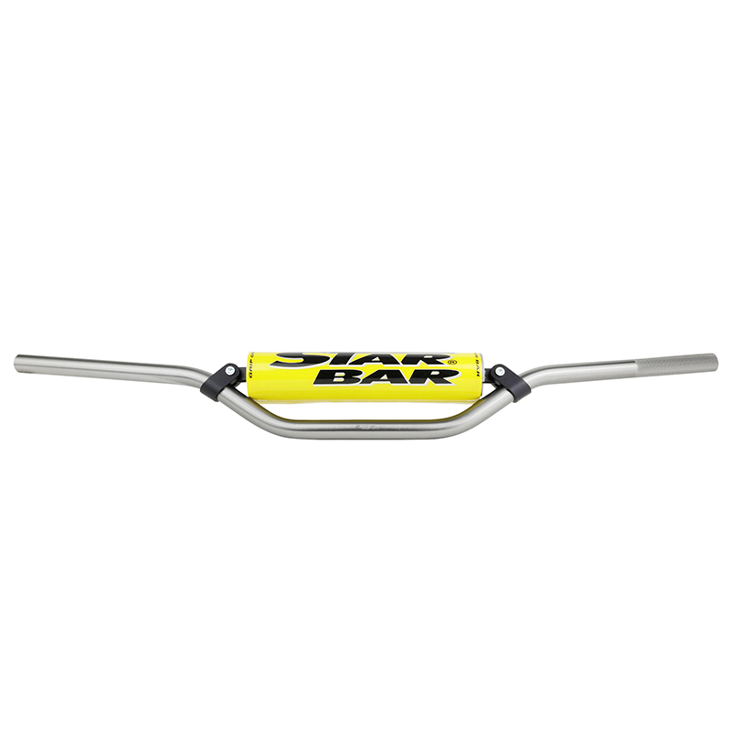 Guidon moto cross Star Bar mx-enduro alu 2014 T6 diam 22,2MM L800MM H86MM titane avec barre de renfort-mousse jaune - vue 2