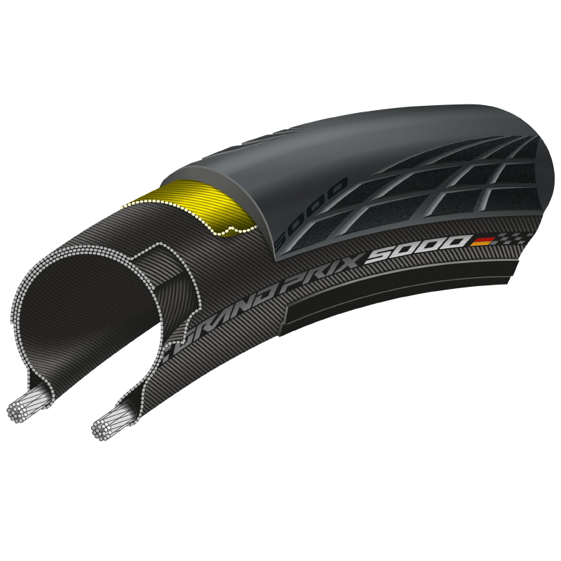 Pneu route 700 x 23 Continental grand prix 5000 noir TS (23-622) -GP5000 - vue 3