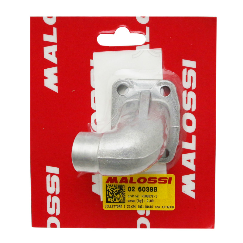 Pipe d'admission aluminium Malossi pour MBK 51 diam. int. 21 mm - diam. ext. 24 mm (02 6039B) - vue 2