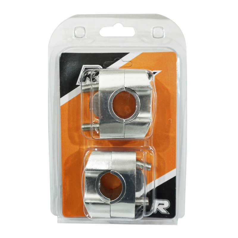 Pontet de guidon universel Replay oversize aluminium diamètre 28,6 mm - 22,2 mm entraxe 38 mm argent (paire) - vue 2