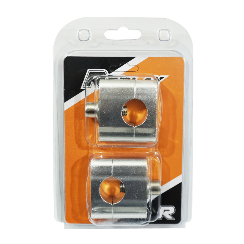 Pontet de guidon universel Replay standard aluminium diamètre 22,2 mm entraxe 35 mm argent vis inox M7 paire - vue 2