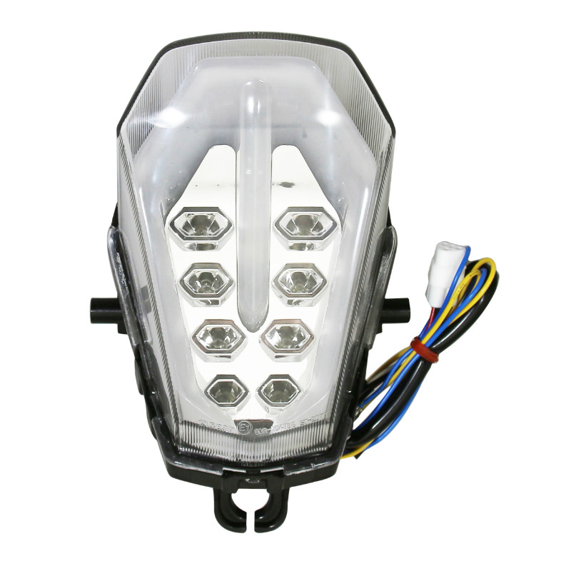 Feu arrière moto LED adaptable Suzuki GSX-R 1000 2017+ transparent avec clignotant intégré homologué AVOC - vue 2