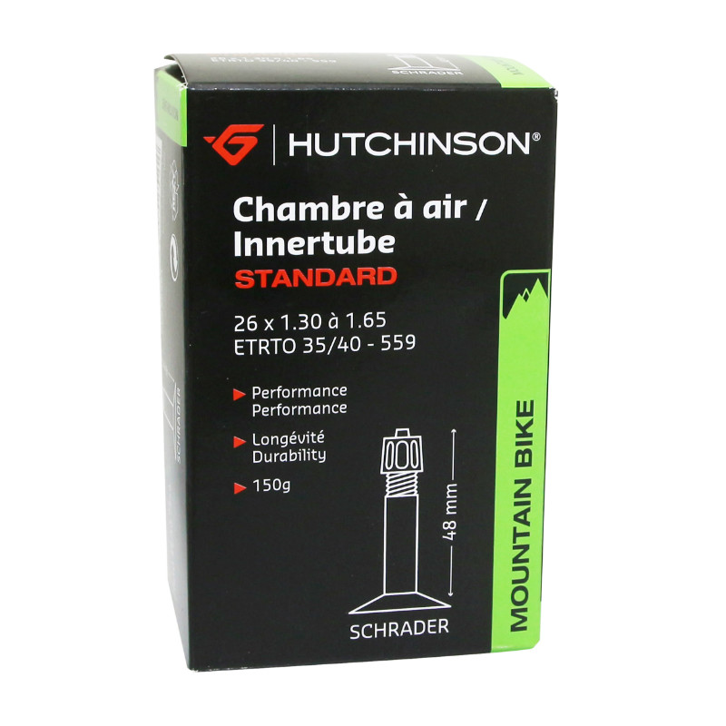 CHAMBRE A AIR VELO 26 x 1.30-1.65 HUTCHINSON VALVE STANDARD 48mm 150g