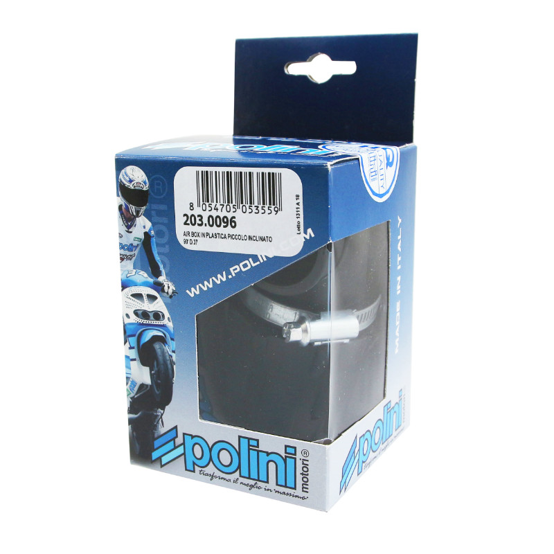 Filtre à air Polini Blue Air Box noir fixation coudée 90° diamètre 37 - vue 2