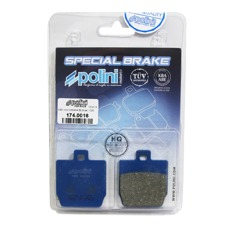 Plaquette de frein Polini pour MBK 50 nitro 1997+ ar, 50 stunt av - yamaha 50 aerox 2004+ ar, 50 slider av (l 45.5MM - h 52.4MM - p 7MM) (174.0016) (for race) - vue 3
