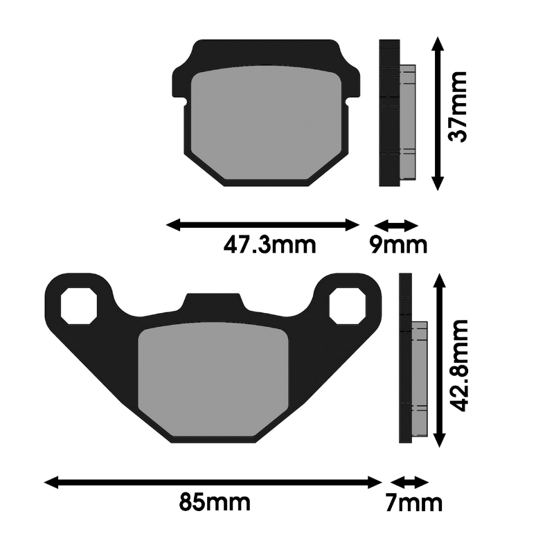 Plaquette de frein Polini pour Peugeot 50 Kisbee 4T, 50 Trekker AV, 50 Speedfight AV, 50 Buxy AV, Keeway 50 Hurricane AV, Sherco 50 SE-R 2014+ AV-AR, SM-R 2014+ AV-AR (174.0074) - vue 2
