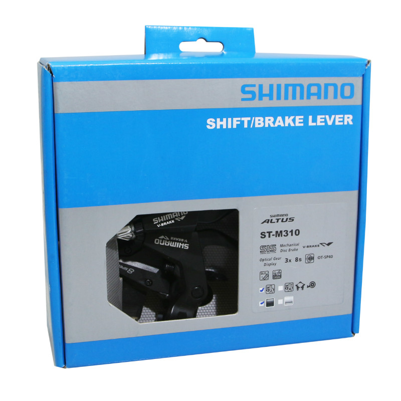 Levier-manette VTT Shimano Altus M310 3 x 8V noir V-brake (paire) - vue 3