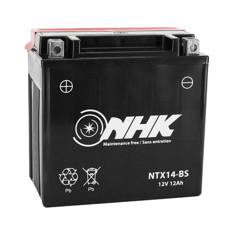 Batterie 12V 12 ah NTX14-BS Nhk MF sans entretien livree avec pack acide (lg151xl87xh147mm) (qualite premium - equivalent YTX14-BS)