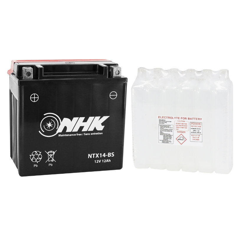 Batterie 12V 12 ah NTX14-BS Nhk MF sans entretien livree avec pack acide (lg151xl87xh147mm) (qualite premium - equivalent YTX14-BS) - vue 2