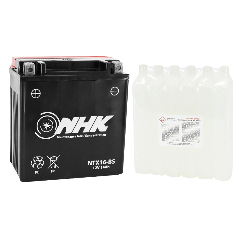 Batterie 12V 14 ah NTX16-BS Nhk MF sans entretien livree avec pack acide (lg151xl87xh1161mm) (qualite premium - equivalent YTX16-BS) - vue 2