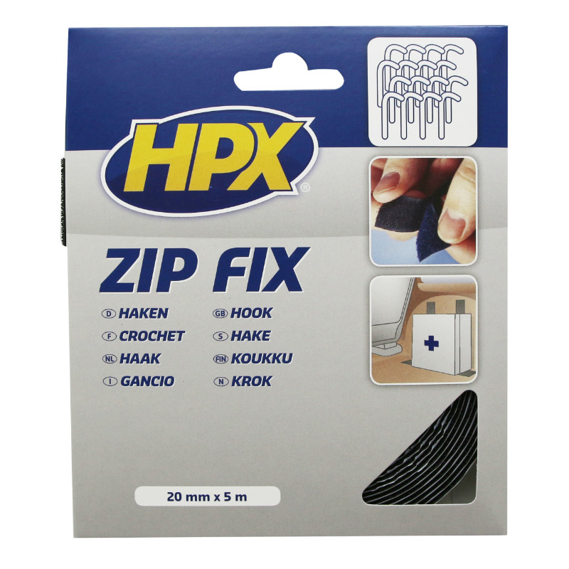 Ruban adhésif auto-agrippant HPX Zip Fix crochet noir 20 mm x 5 m - vue 2