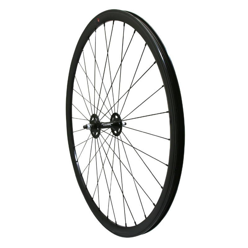 Roue route fixie patin P2R noir avant écrous jante 17C profil 28 mm