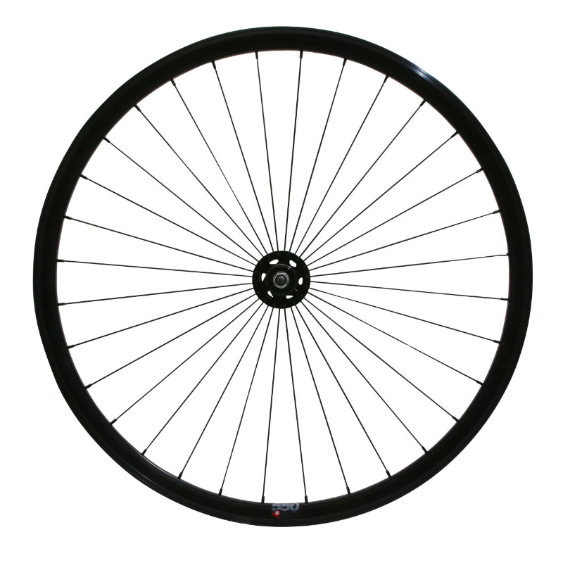 Roue route fixie patin P2R noir avant écrous jante 17C profil 28 mm - vue 2