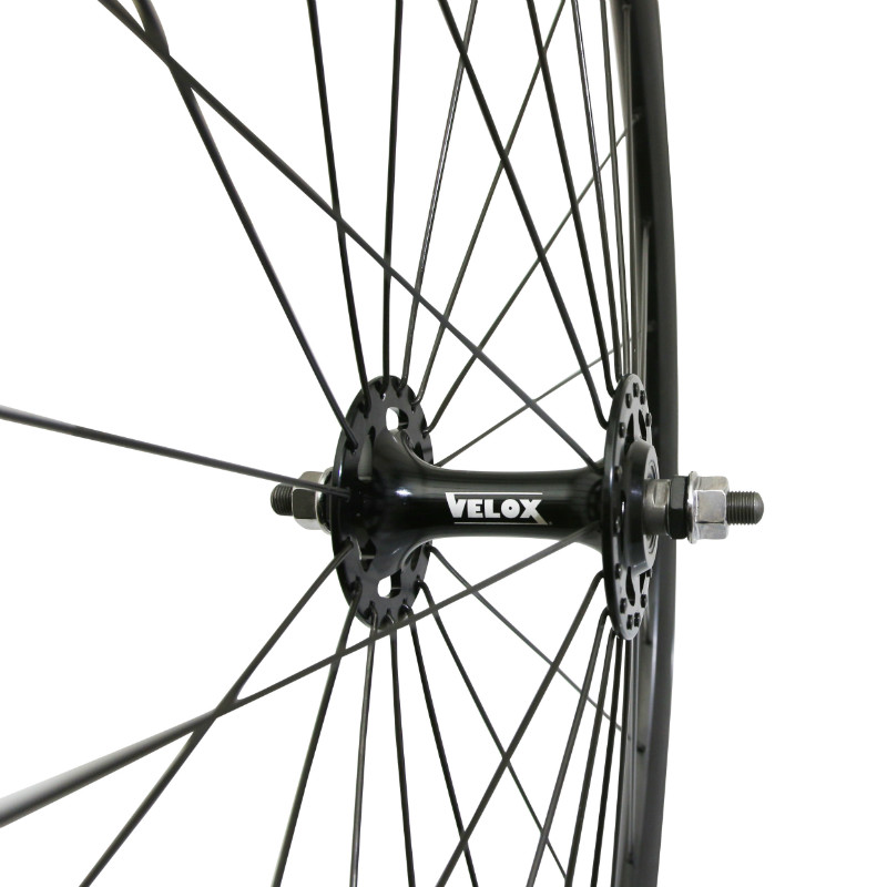 Roue route fixie patin P2R noir avant écrous jante 17C profil 28 mm - vue 3