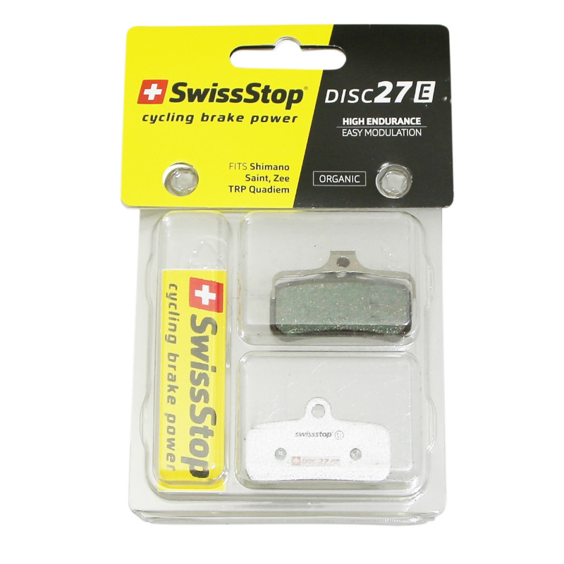 Plaquette de frein VTT shimano XTR M9120 XT m8120-m8020 SLX M7120 saint m820-m640-810, TRP, tektro (Swissstop organic - disc 27E)(paire sur carte) - compatible vae et moto electrique sur-ron - vue 2