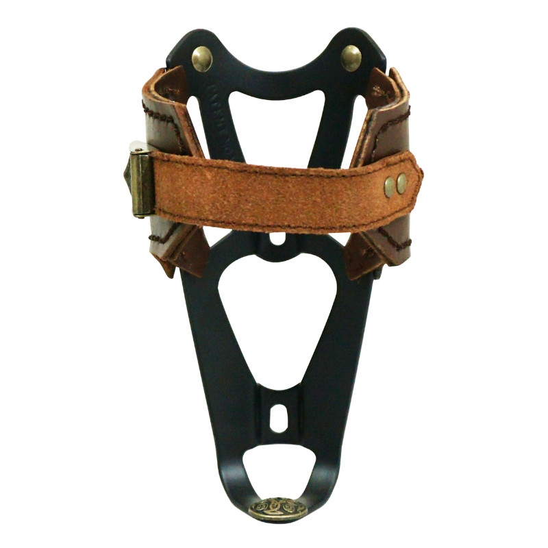 Porte-bidon Newton vintage alu noir et cuir brun - vue 2