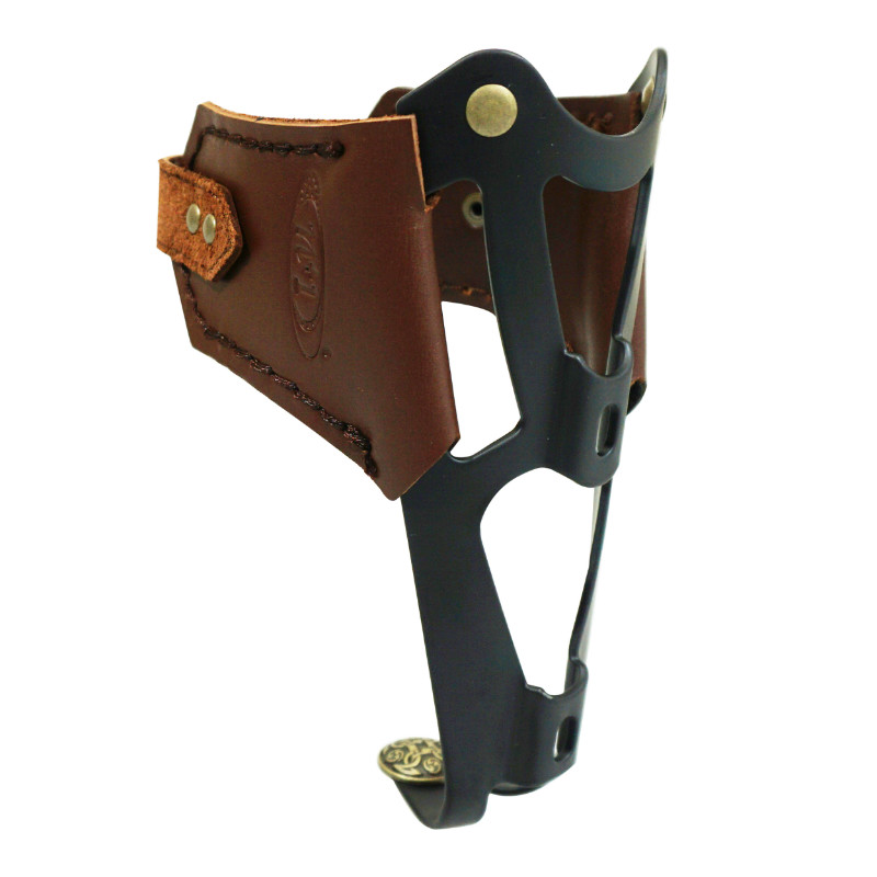 Porte-bidon Newton vintage alu noir et cuir brun - vue 3