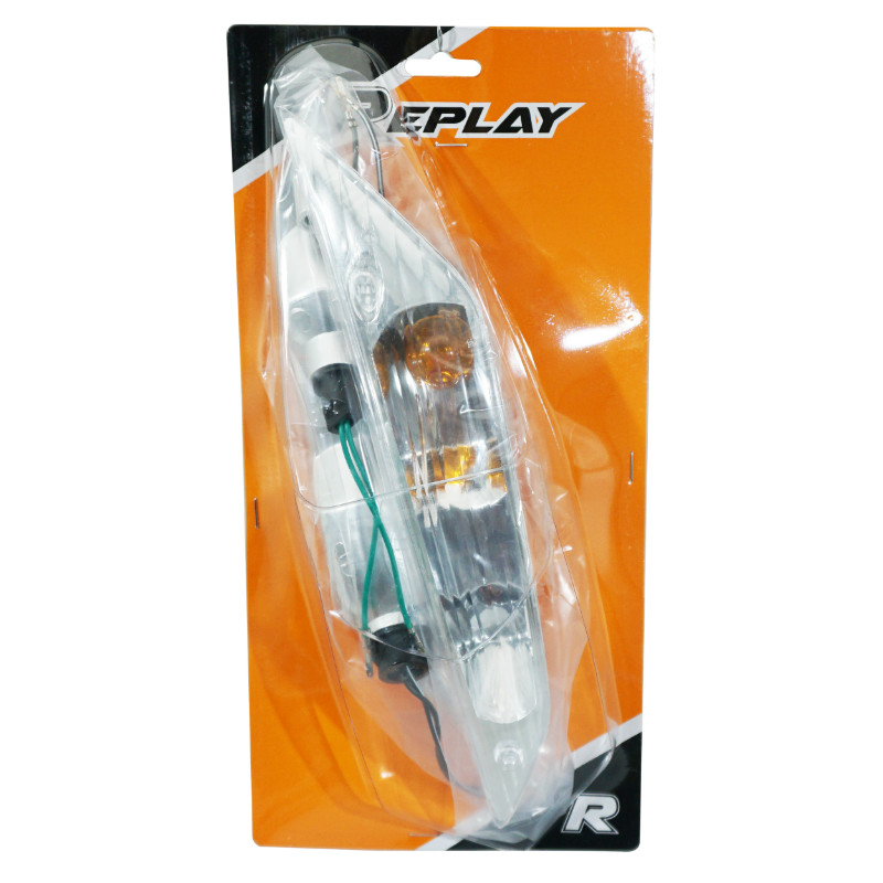 Clignotant adaptable Piaggio 50 Zip 2000+ avant transparent à ampoule (paire) Replay - vue 2