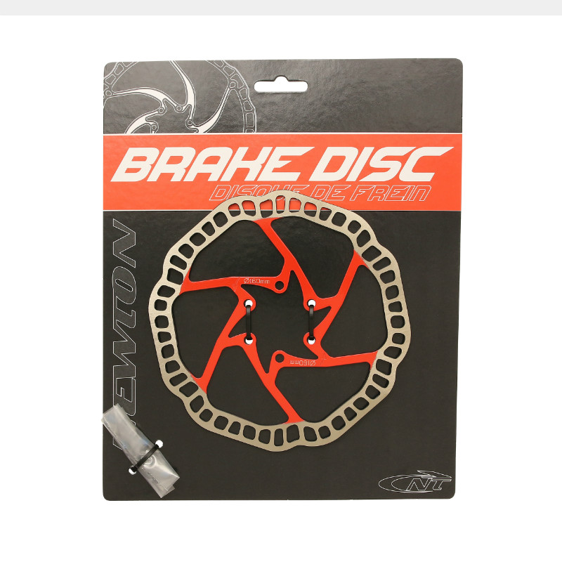 Disque de frein VTT Newton 160 mm 6 trous argent centre rouge compatible Shimano - vue 3