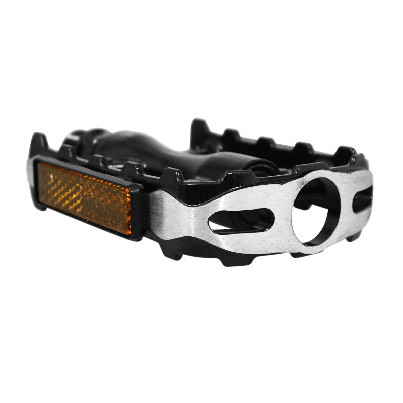 Pédales VTT Newton roulement étanche premium corps alu noir cage alu argent-noir 9-16" (paire) - vue 2