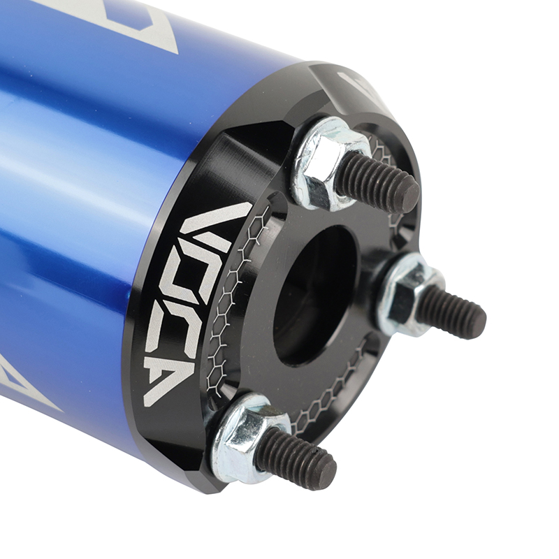 Pot 50 a boite voca chromed pour minarelli 50 AM6, beta 50 RR 1999+2011-RIEJU 50 MRT, SMX, RMX, rr-peugeot 50 XPS, XP6-MBK 50 x-limit-yamaha 50 DTR (passage bas - silencieux alu bleu) - vue 3