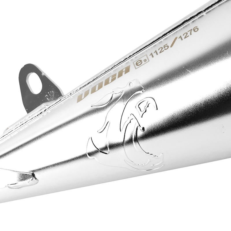 Pot 50 a boite voca chromed pour minarelli 50 AM6, beta 50 RR 1999+2011-RIEJU 50 MRT, SMX, RMX, rr-peugeot 50 XPS, XP6-MBK 50 x-limit-yamaha 50 DTR (passage bas - silencieux alu bleu) - vue 5