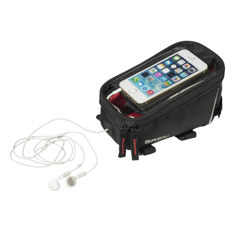 Sacoche de cadre Basil pour téléphone iPhone - fixation velcro noir 1L (19x11x11cm) - vue 3