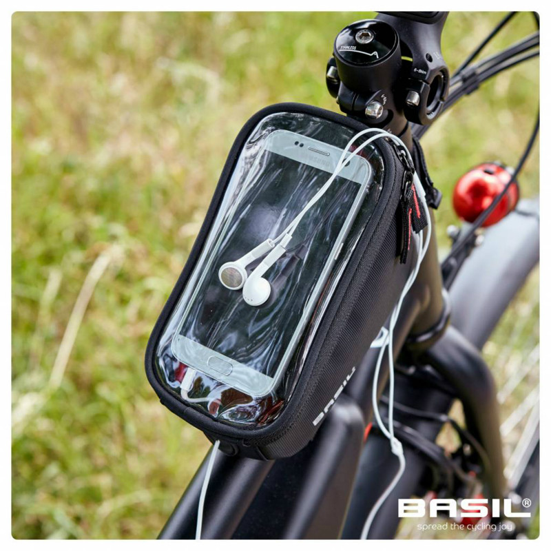Sacoche de cadre Basil pour téléphone iPhone - fixation velcro noir 1L (19x11x11cm) - vue 4