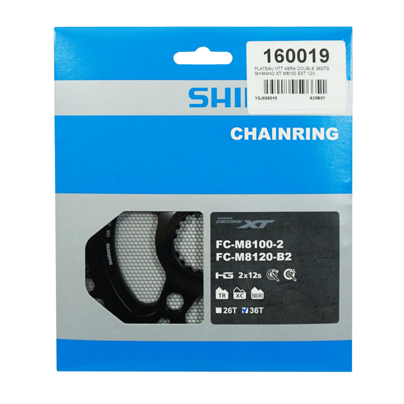 Plateau VTT direct mount pour Shimano XT M8100 double 36DTS exterieur origine 12V. - vue 3
