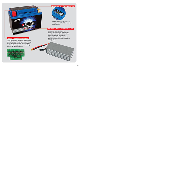 Batterie 12V 1,6 ah LTX4L-BS Shido lithium ion prete a l'emploi (lg113xl70xh85) remplace yb4l-b-yb5l-b-ytx4l-b-ytx5l-b - vue 3