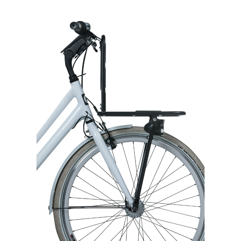Porte bagage velo avant Basil large noir mat 26"-28" fixation oeillets fourche et crochet cintre (28X31X27 CM) compatible systeme mik - vue 3