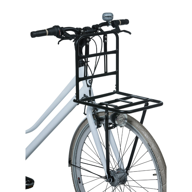 Porte bagage velo avant Basil large noir mat 26"-28" fixation oeillets fourche et crochet cintre (28X31X27 CM) compatible systeme mik - vue 4