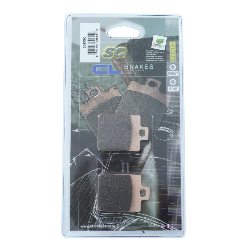 Plaquette de frein CL Brakes pour Piaggio Zip 2T-4T 2006+, Liberty 2T av 1997+, Liberty 4T av 2000+, Vespa LX 2T av 2005+, Vespa LX 4T av 2005+, Zip av 1996+1999 (1 jeu de 2 plaquettes) (3043 SC) - vue 3