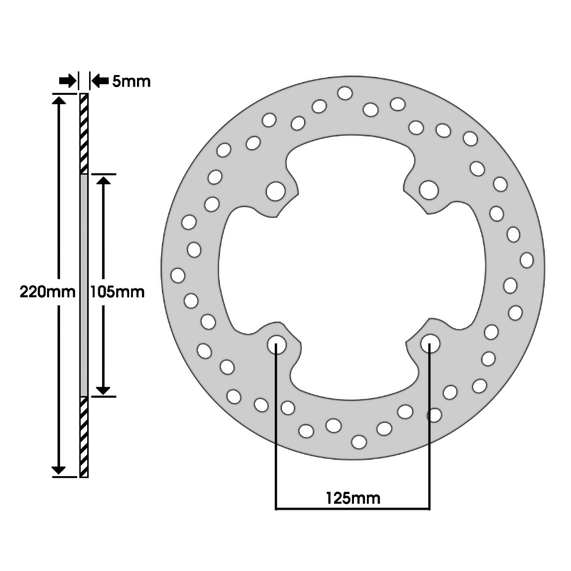 Disque de frein adaptable honda 600 CBF hornet 1998+2006, 600 CBR RR 2003+2017, 250 forza 2000+2004 ar - triumph 675 street triple 2008+2012 ar (ext 220MM - int 105MM - 4 trous) (DF4060A) -Newfren - vue 2