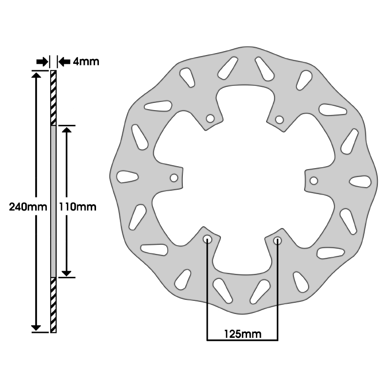 Disque de frein adaptable beta 350 RR enduro 2013+2017 ar, 250 RR 2013+ ar, 690 LC4 enduro 2008+2014 ar, 990 LC8 adventure 2006+2012 ar (ext 240MM - int 110MM - 6 trous) (DF5103A) -Newfren - vue 2
