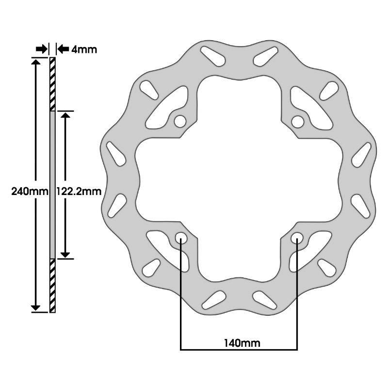 Disque de frein adaptable suzuki 450 RM x 2010+2017 ar, 250 RM z 2004+ ar, 450 RM z 2005+ ar (ext 240MM - int 122.2MM - 4 trous) (DF5121OE) -Newfren - vue 2