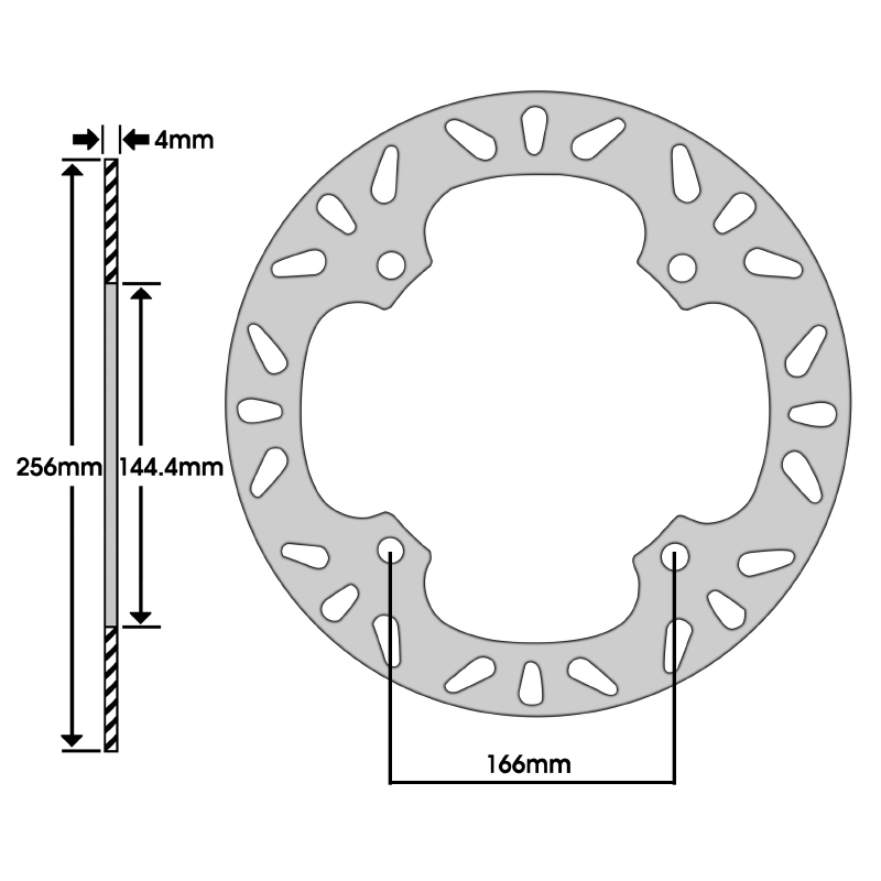 Disque de frein adaptable honda 230 SL 1997+2001 av, 250 XR 2000+2003AV, 250 XR r 1986+2004 av, 650 XR r 2000+2007 av (ext 240MM - int 118.1MM - 4 trous) (DF5073A) -Newfren - vue 2