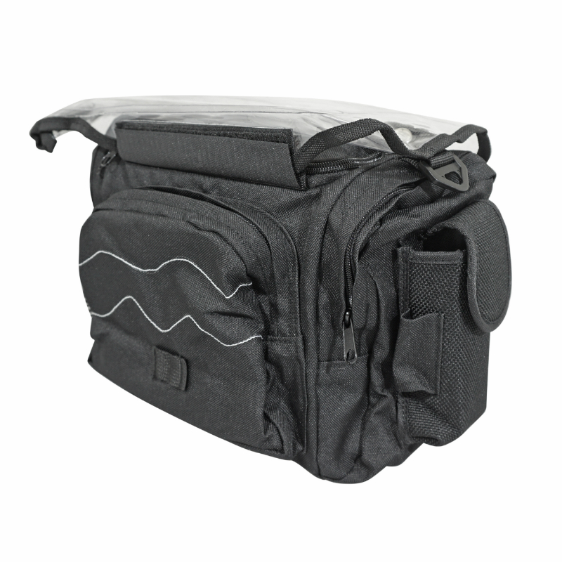 Sacoche de cintre-guidon velo Newton N4 noir fixation clip 25.8-31.8 avec lecteur carte (lg30xl19xh21) - vue 2