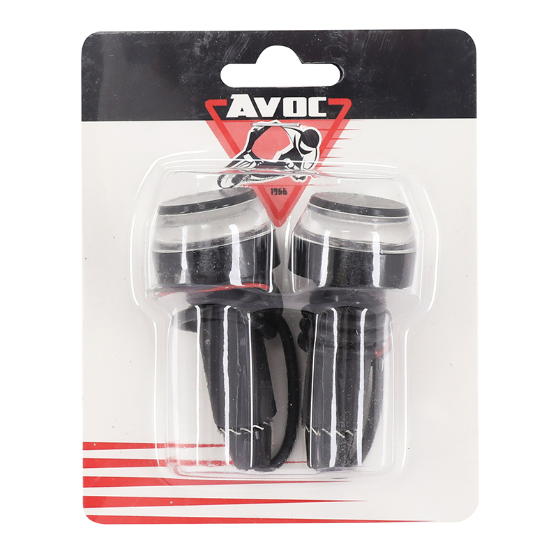 Embout de guidon AVOC à LEDs cône alu transparent-noir diam 17 mm (6 LEDs orange) paire - vue 2