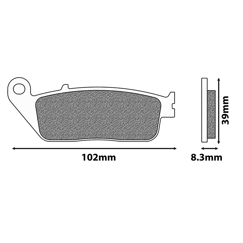 Plaquette de frein Newfren pour kawasaki Z750 2007+2012, Z800 2013+2016 av-triumph 675 street triple 2008+2017av-honda 125 forza 2015+ av (l 39MM - h 102MM - p 8.3MM) (FD0132BT) (touring organique) - vue 2