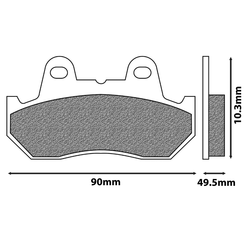 Plaquette de frein Newfren pour honda 600 CBR f 1987+1990 ar, 500 CX 1982+1985 ar, 1100 GL DX 1982+ ar, 250 NSR 1986+ ar (l 90MM - h 49.5MM - p 10.3MM) (FD0054BT) (touring organique) - vue 2