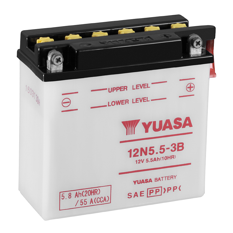 Batterie 12V 5,5 ah 12N5.5-3B Yuasa conventionnelle avec entretien (lg135xl60xh130mm)